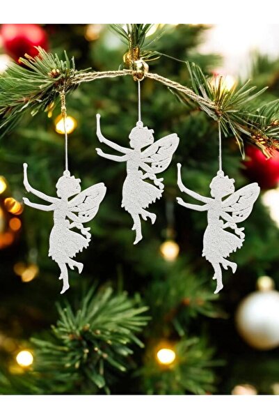 Showparty Yılbaşı Ağacı Süsü Melek Şekilli Asılabilir Simli Ağaç Süsü 13 Cm 3'lü