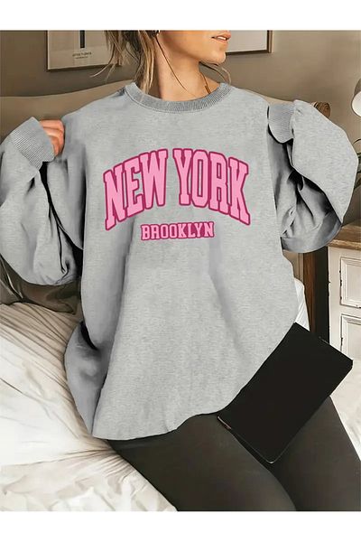 Karatopak Hanorac oversize unisex New York Brooklyn cu gât crew
