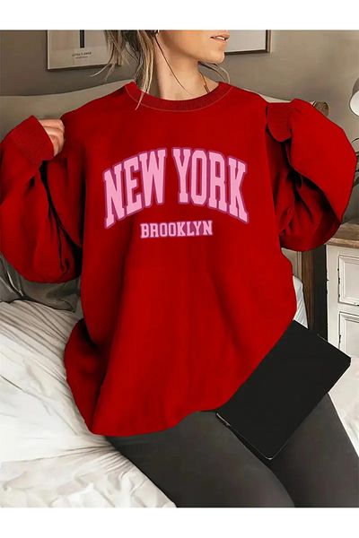 Karatopak Hanorac oversize unisex New York Brooklyn cu gât crew