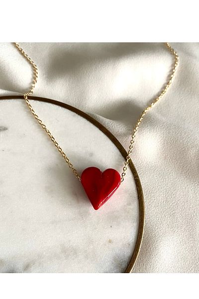 gaila design Murano Glass Red Heart Necklace