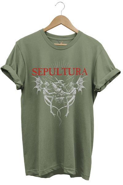 WİDİ Unisex Sepultura Cavalera Metal Rock Music Brazil Music Printed 100% βαμβακερό μπλουζάκι χακί κανονικής εφαρμογής