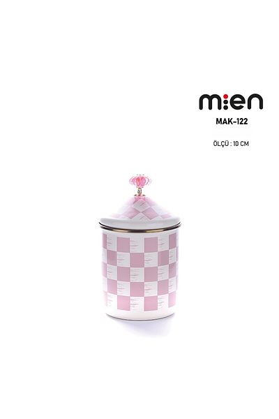 MİEN Mien Pink Checkerboard Decor Enamel 10cm Spice Rack