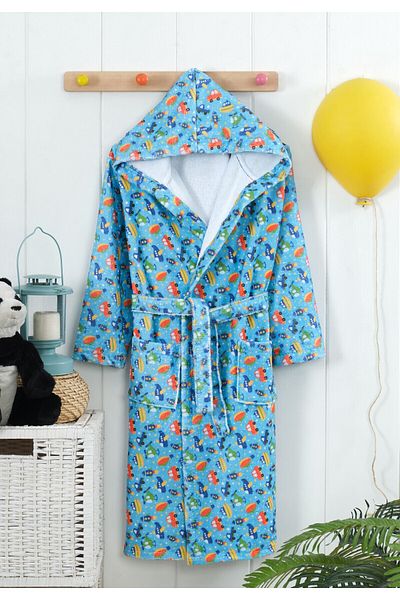 Touch Hooded Digital Printed Children's Bathrobe with Hat Cotton Girls' Bathrobe Boys' Bathrobe