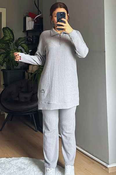 Qenz Gray Zippered Wrap Set