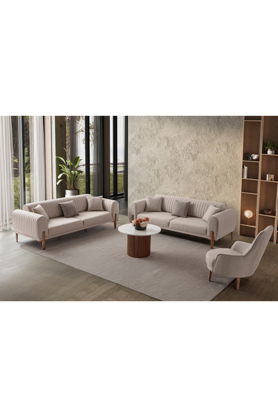 EDSY HOME Galata 3+3+1 Koltuk Takımı Sütlü Kahve