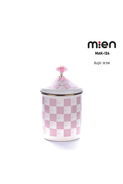MİEN Mien Pink Checkerboard Decor Enamel 12cm Spice Rack