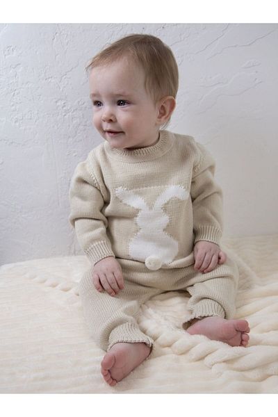 Minora Beige Knitwear Rabbit 2 Piece Set