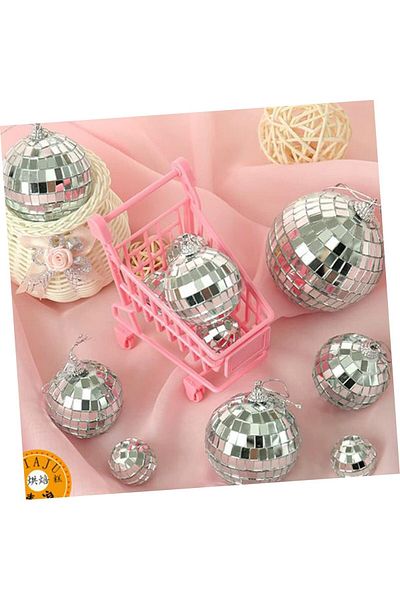 kidspartim Σετ 12 Ασημένιες Μπάλες Ντίσκο - 3 cm Καθρέφτης