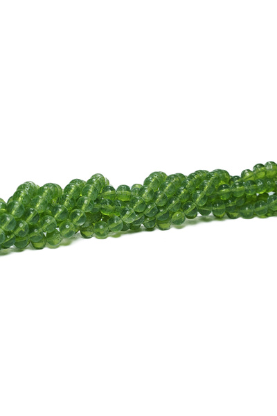 Kanguroom 8 mm niz zelenih staklenih perli od orahovog drveta