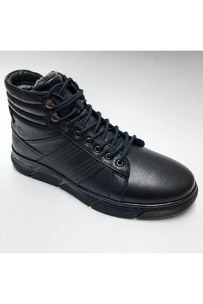 Çobanoğlu Μαύρο Γνήσιο Δέρμα Cold Proof Shearling Χειμερινές Ανδρικές Μπότες Λαστιχένια Ορθοπεδική Σόλα