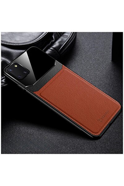 Zebana Samsung Galaxy Note 10 Lite Uyumlu Kılıf Lens Deri Kılıf Kahverengi