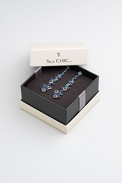 So CHIC... Gece Işıltısı 18 Ayar Beyaz Altın Kaplama Gümüş Küpe