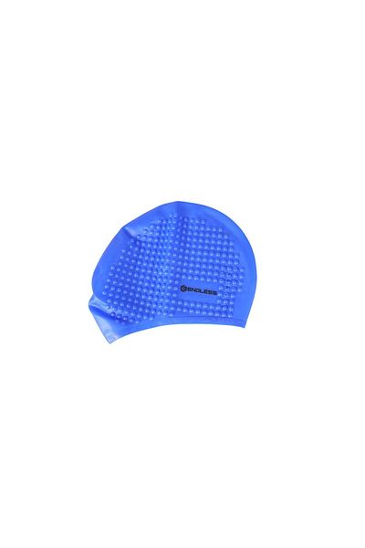Endless Comfortable Silicon Swimming Cap | Waterproof | Bubble Design | Free Size | Blue