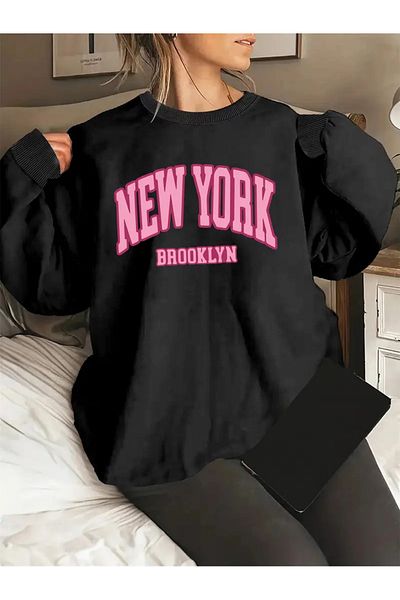 Karatopak Hanorac oversize unisex New York Brooklyn cu gât crew