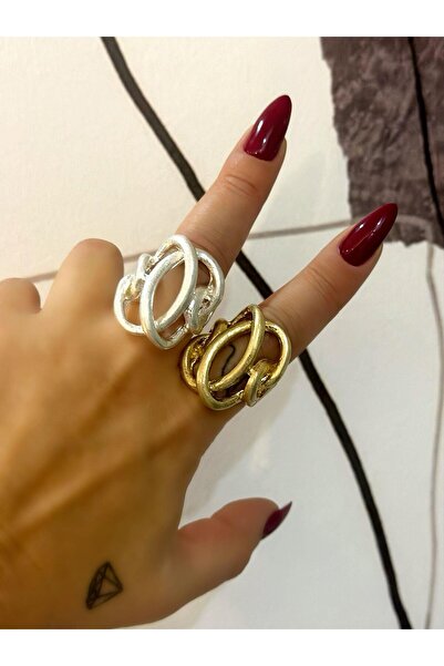 MyladyAccessoriess İç İçe Geçme Bronz Kaplama Yüzük Gümüş