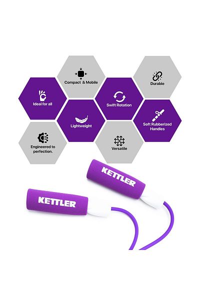 KETTLER Ab Tangle-free Skipping Rope | Purple | Rubber & Foam | Ideal For Speed Jumping & Cardio