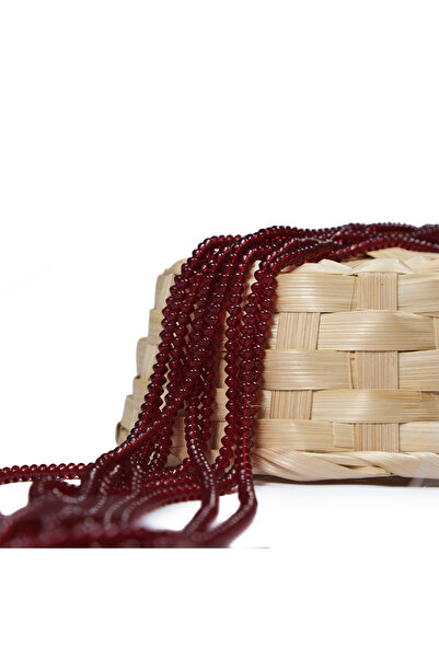 Kanguroom سلسلة خرز زجاجية باللون العنابي مقاس 3 مم