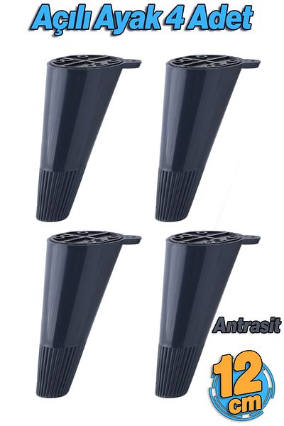 Badem10 Unghi conic 12 cm Antracit 4 bucăți Mobilier pentru picioare Riser Baza Picior Scaun Sub canapea Puf Picioare