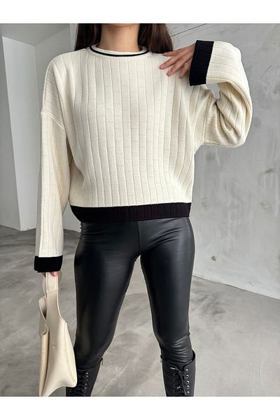 charm butik PULOVER DE FEMEIE CU TEXTURA MOALE CU MODEL PĂTRAT