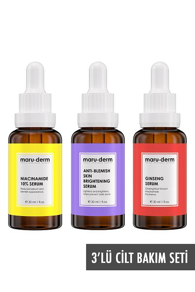 Maru.Derm Maruderm 3-Piece Deal Serum Set Mrd502 - Niacinamide 10% Serum, Ginseng Serum, Blemish Serum