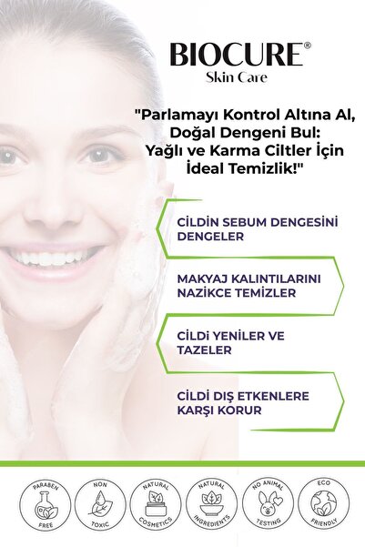 Biocure Yüz Temizleme Jeli Karma ve Yağlı Ciltler için Derinlemesine Temizleyici Salisilik Asit 250ml