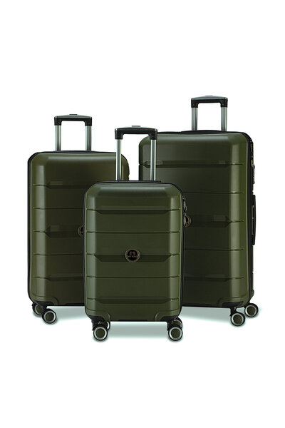 By Hakan Monako Tekerlekli Kırılmaz Valiz 3'lü Set Bavul Haki