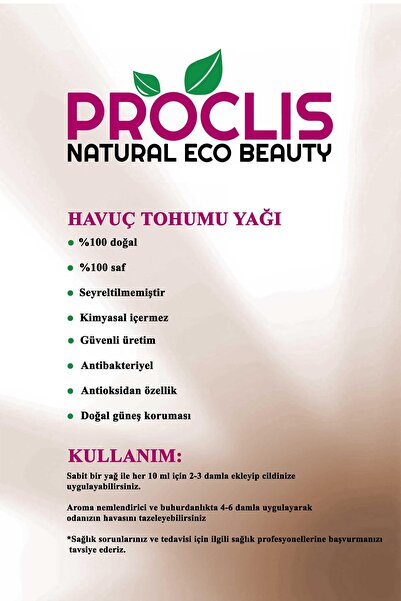 proclis PROCLİS %100 Doğal Havuç Tohumu Yağı, Cam Şişe 10 ml
