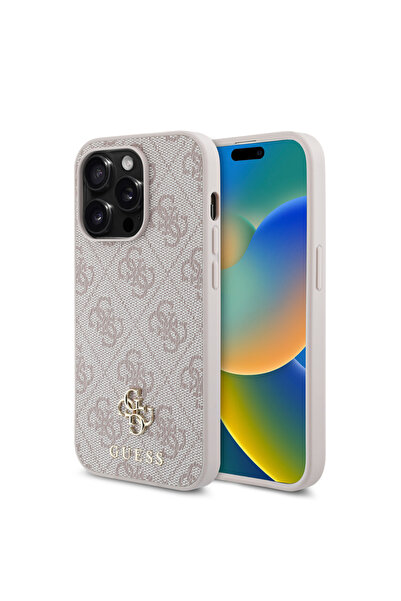 Guess iPhone 14 Pro Max Uyumlu Kılıf Guess  Lisanslı Magsafe Şarj Özellikli Small 4G Classic Kapak Pembe