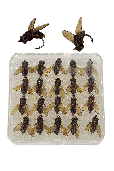 ALDOS Alabalık Kefal Için Fly Sinek Iğne Seti Kutulu 20'li Kahverengi