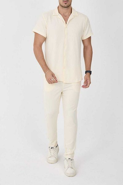 MCZ GİYİM Ανδρικό σετ από ύφασμα κρεπ Slim Fit Bottom-Top