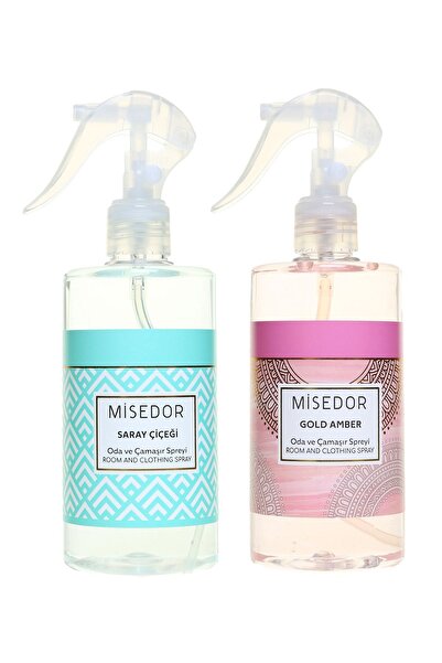 Misedor 2 Li Set Gold Amber Ve Saray Çiçeği Oda Kokusu Ve Çamaşır Spreyi 330 ml
