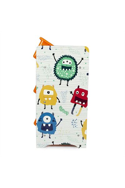 Home Canvas Crazy Monster Toy Storage 3Bins Organizer For Kids Play Room, Multicolor