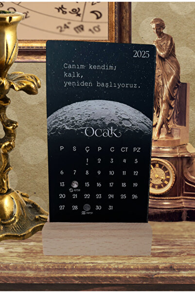 SooPRINT 2026 Özel Tasarım Yeni Ay - Dolunay Masa Takvimi - Astro Yeni Yıl Takvimi - Yılbaşı / Hediye