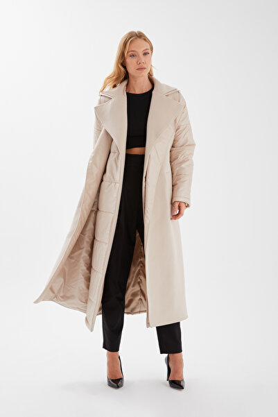 ŞEYDA ERTEM YÜNLÜ KAŞE PUFFER UZUN KALIN MANTO