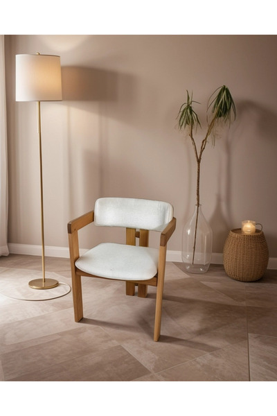 METSAN AKSESUAR T Kollu Natural Cilalı Ahşap Sandalye