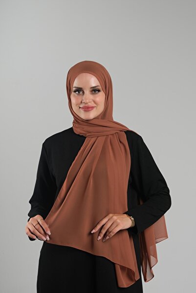 HÜRREM BONE Chiffon Tile Plain Classic Shawl - 202112 _05