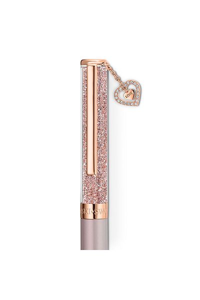 Swarovski Crystalline Ballpoint Pen, Heart, Rose Gold Tint, Pink Lacquered, Rose Gold Color Finish