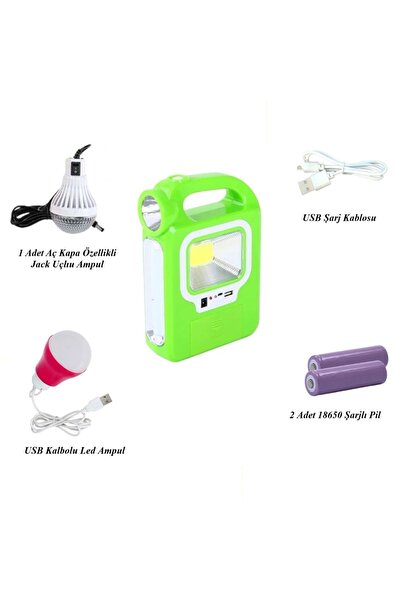 DeftHike Solar El Feneri 3 Mod Işıldak Portatif Aydınlatma Şarjlı 2 Ampullü 2...