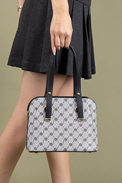 Getcho Armine364 Natare Gray Dotted Patterned Large Size Shoulder Bag Zippered Wide Daily and Office Use