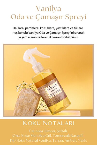 Misedor 2 Li Set Gold Amber Ve Vanilya Oda Kokusu Ve Çamaşır Spreyi 330 ml