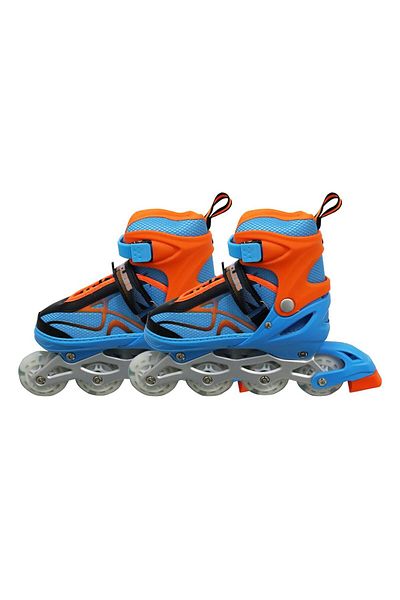 Endless Inline Adjustable Skates | Large Size 39-43 Eur | Blue, Orange | Flashing Wheels