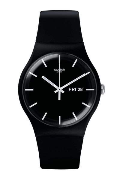 Swatch ساعة يد سوداء للجنسين SUOB720