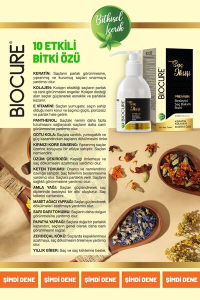 Biocure Premium Besleyici Saç Bakım Maskesi Keratin Collagen 10 Bitki Özlü Saç Iksiri 250ml.