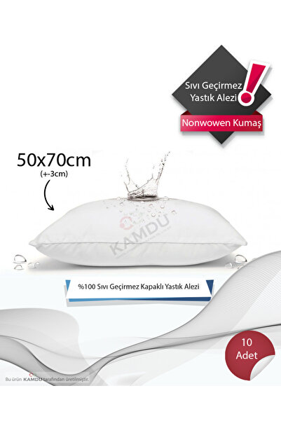 10 Adet Kapaklı Nonwoven Kumaş 50x70cm Yastık Alezi , Yastık Koruyucu, Sıvı Önleyici, Sıvı Karşıtı