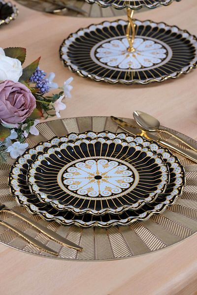 Glore Renoir Gold Gilded 34 Piece Cake Serving Set for 6 People
