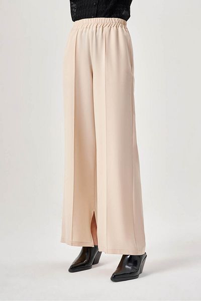 Mizalle Beige Trousers with Stitched Front