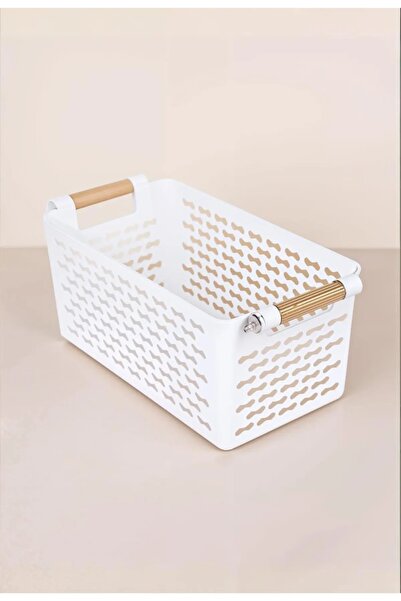 safestore 2 Pieces White Plastic Organizer Basket - Cabinet Interior and Drawer Organizer - with Holder