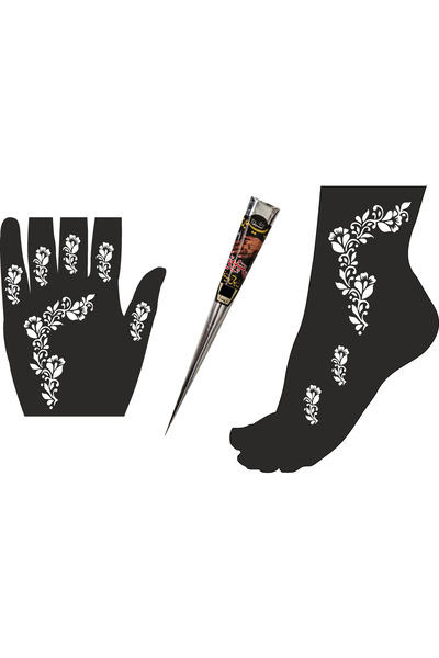 hennadibace Kına Kalıbı (Geçici Dövme Şablonu)+SİYAH Hint Kınası Henna tattoo...
