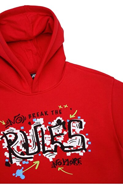 No Fear Φούτερ με στάμπα για αγόρια με κουκούλα - Κόκκινο