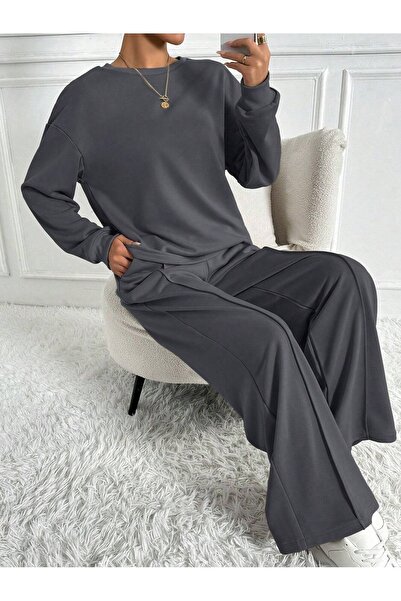 Trendseninle Women's Smoked Interlock Fabric Bottom Top Suit